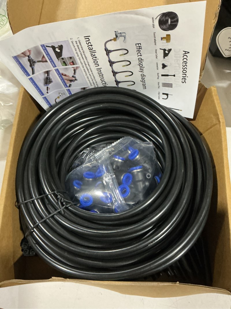 Condition photo showing Good Condition for drip irrigation system, 2026-upgrade 50ft 1/4"watering kit with 15 360° adjustable copper nozzles & 3/4" copper connector, diy for garden, greenhouse, pots, raised beds & yard