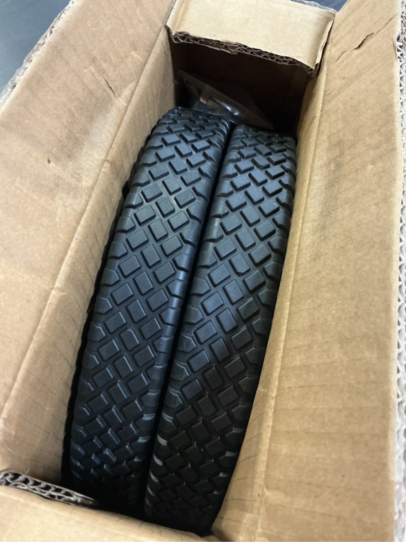 Condition photo showing Good Condition for 12-inch lawn mower wheels (2-pack) fits most standard push lawn mowers, inner and outer bearing structure - includes bolts, nuts. (also available in 6-in, 7-in, 8-in, 10-in and 14-in wheels) 12 inch