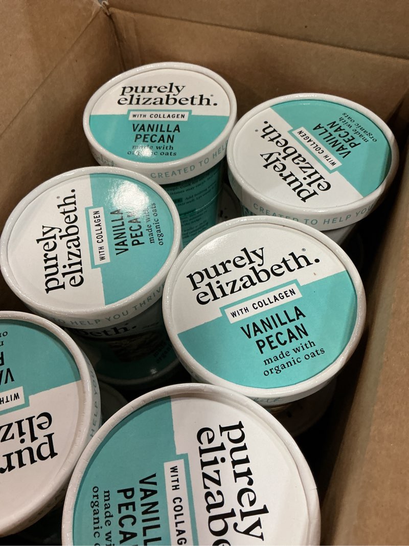 Condition photo showing Good Condition for (bb 11/05/2025)purely elizabeth, vanilla pecan, collagen oatmeal cups with nut butter packet, gluten-free, 2 ounce (pack of 12)