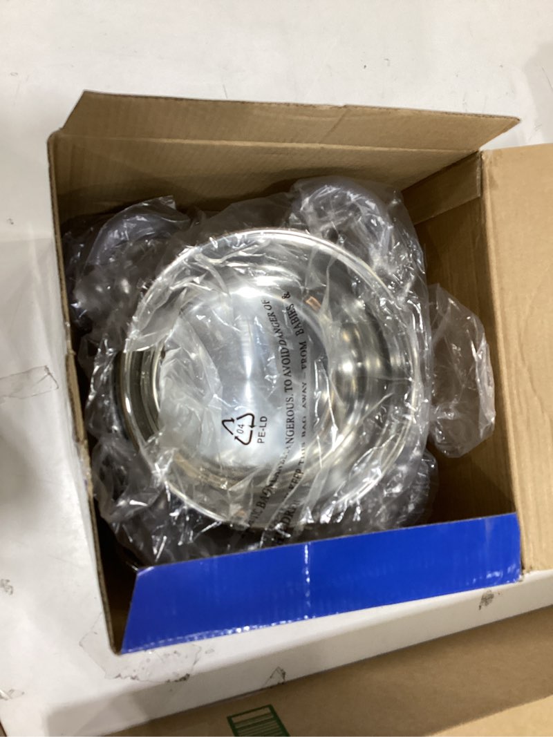 Condition photo showing As Is for Daniks Modern 6-Piece Stainless Steel Cookware Set with Glass Lids, Tri-Ply Bases for Even Heating, Induction Compatible, Dishwasher Safe, Heatproof Handles 6-Piece Set