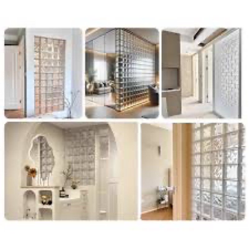 4 Packs-7.48"x7.48"x3.54" High Transparency Cloud and Mist Patterned Square Hollow Glass Brick - Use