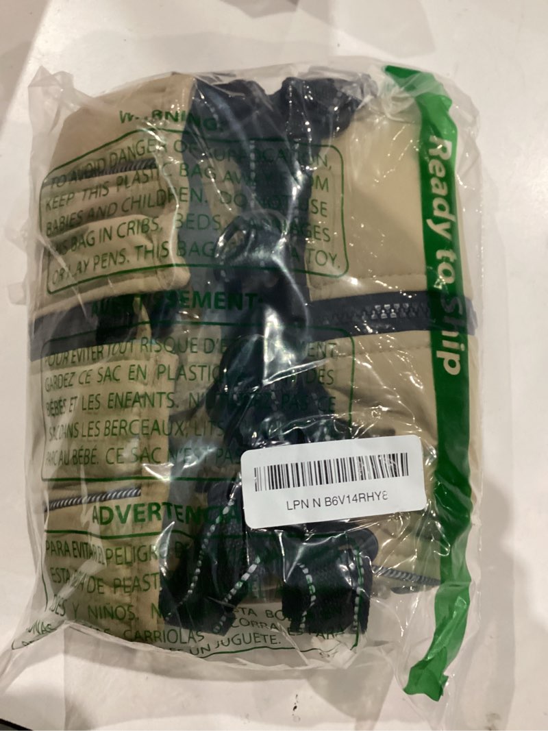 Condition photo showing Good Condition for fragralley dog coat with harness built in, waterproof windproof reflective warm puffer jacket, fleece lined vest winter parka for small, medium, large dogs? medium khaki