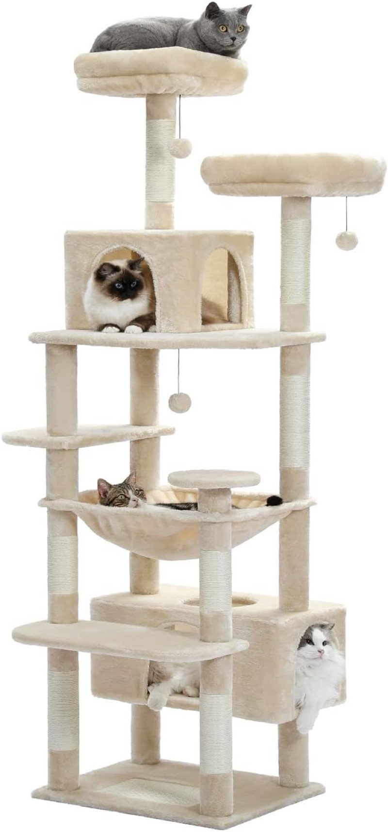 (SIMILAR)PAWZ Road 73\\\"Cat Tree for Large Cats Multi Level Play Tower Condo 7 Sisal Cat Scratching Posts white