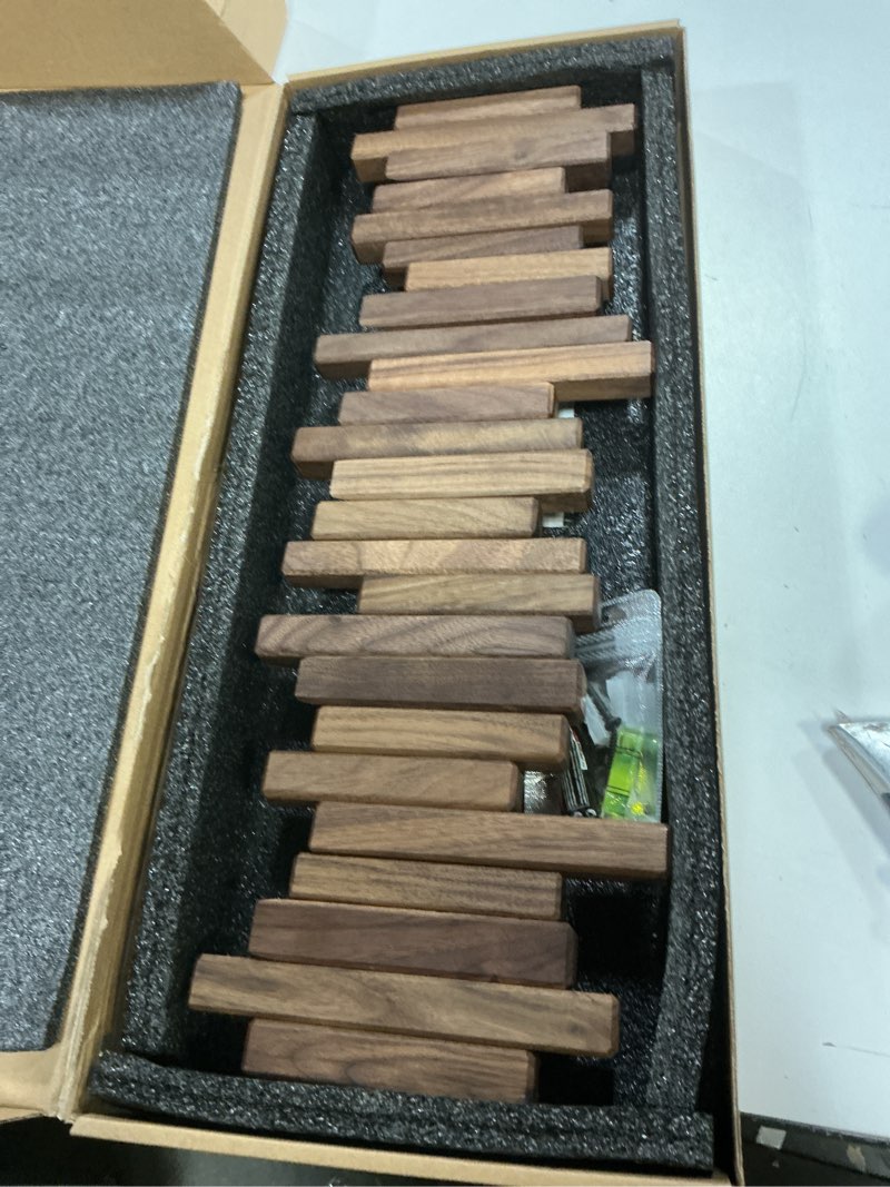 Condition photo showing Good Condition for DESAINOPH® Wooden Coat Rack Wall Mounted Sticks Multi Rack Solid Handmade Natural Walnut Wood Artwork with 5 Flip-Down Unique Modern Hooks for Coats Bag Hat Umbrella Walnut 5-hooks