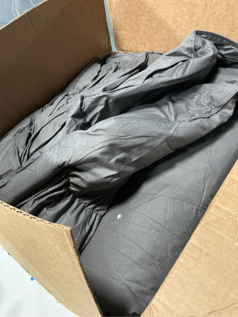 Condition photo showing As Is for l lovsoul goose feather down fiber comforter king size, 100% organic cotton fabric duvet insert,1200tc,750+fill power, hotel collection, all season grey bedding comforters with 8 tabs king(106x90inches) grey/all season