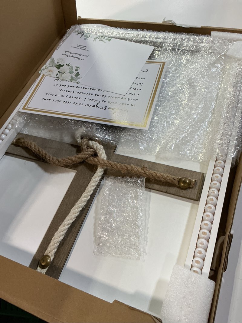 Condition photo showing Good Condition for lakwilows matthew 19:6 cord of three strands wedding unity signs - handfasting cord, 22 x 16 unity white cross braid for wedding ceremony ideas, religious christian gift for couple l 22*16"