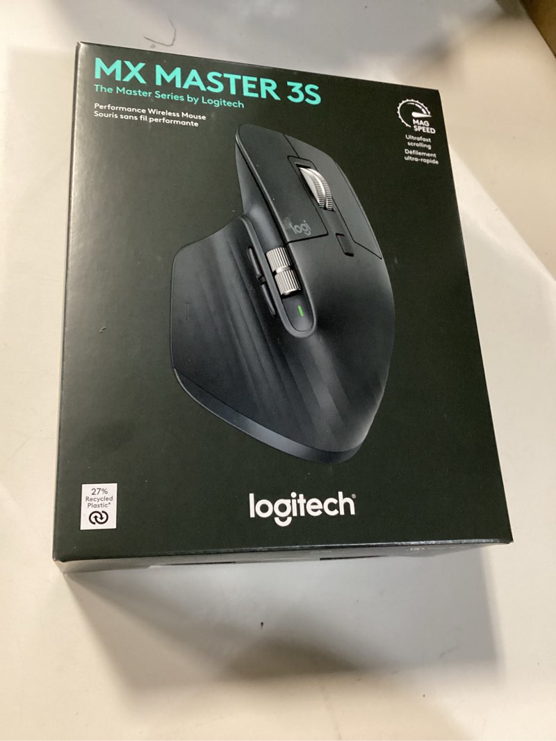 Condition photo showing New/Like New for Logitech MX Master 3S Wireless Mouse Standard Edition with Logi Bolt USB Receiver, Ultra-fast Scrolling, Ergo, 8K DPI, Track on Glass, Quiet Clicks, USB-C, Bluetooth, Windows, Linux, Chrome - Graphite Graphite Mouse w. USB Receiver