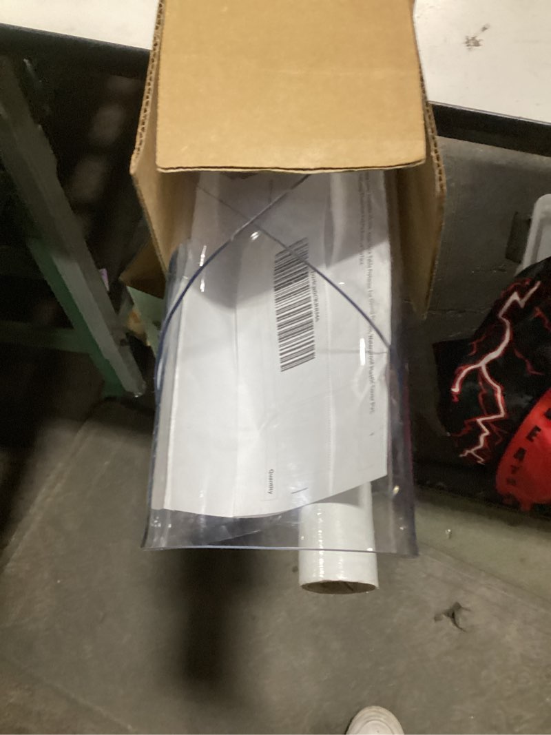 Condition photo showing As Is for Vicwe Clear Round Table Protector 48 Inch,1.5mm Clear Round Table Cover Protector, Plastic Table Cover, PVC Rounds Table Pad for Coffee Table, Dining Room Tables Round Clear 1.5mm Dia. 48 Inches