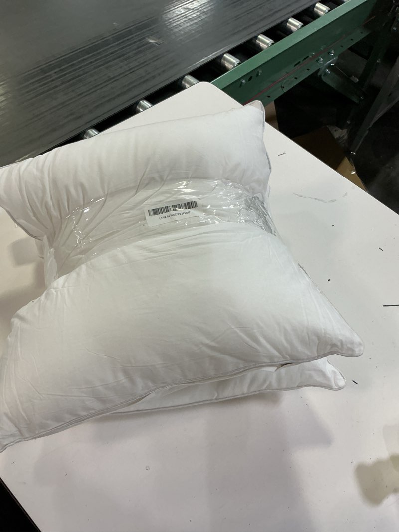 Condition photo showing As Is for FAVRIQ 16 x 16 Pillow Inserts (Set of 2) - 16 Inch Square Interior Sofa Throw Pillow with 100% Cotton Cover - Decorative Pillow Insert Pair - White Couch Pillow 16 Inch x 16 Inch