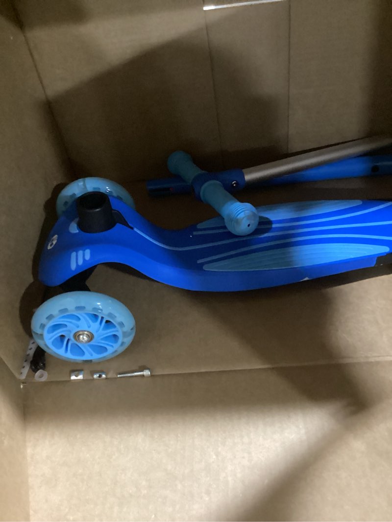 Condition photo showing As Is for Gotrax KS1 Kids Kick Scooter, LED Lighted Wheels and 3 Adjustable Height Handlebars, Lean-to-Steer & Widen Anti-Slip Deck, 3 Wheel Scooter for Boys & Girls Ages 2-8 and up to 110 Lbs Blue