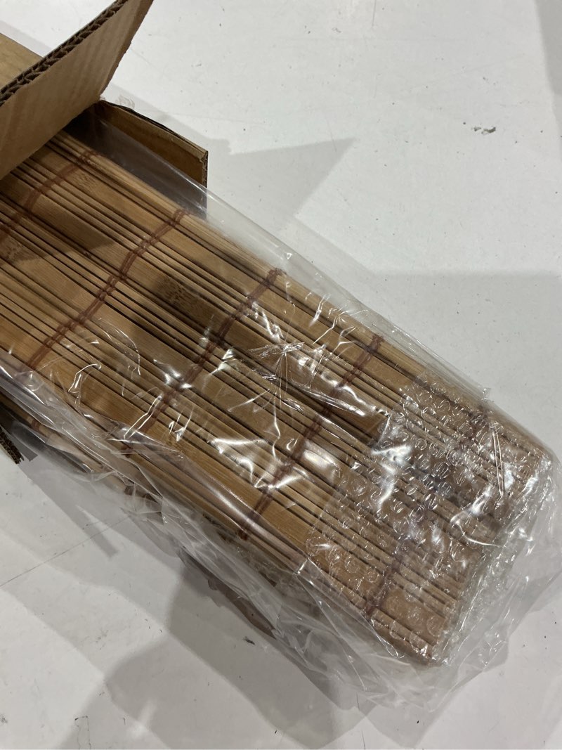 Condition photo showing Good Condition for agesisi bamboo roman shades with valance cover, cordless blinds for indoor windows, light filtering woven wood shades for home & patio, privacy protection, 34" w x 64" h, carbonized light filtering-carbonized 34"w x 64"h