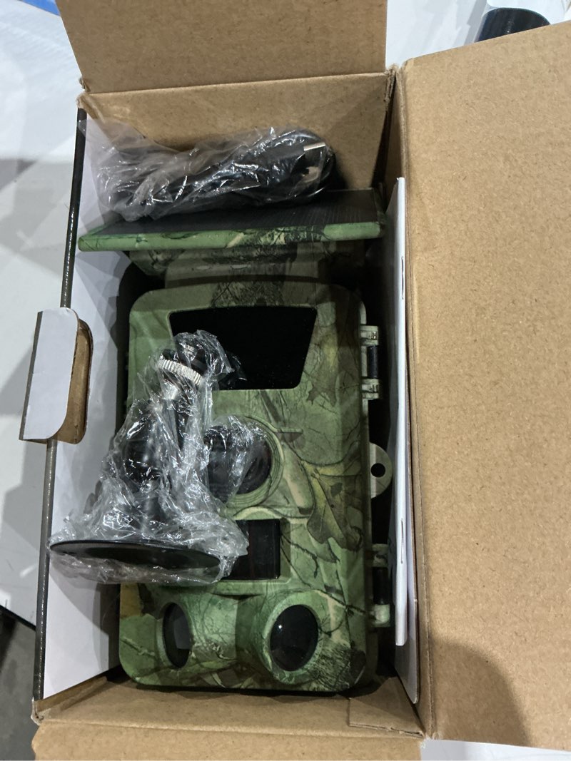 Condition photo showing Good Condition for solar trail camera, 5k wifi game camera, 5200mah forever power, 64gb sd card, ip66 waterproof,120° wide angle night vision for outdoor detection, monitoring trail cameras, h.264 mp4 video green