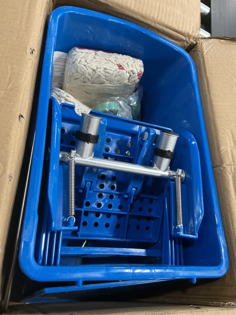 Condition photo showing Good Condition for MATTHEW Cleaning Blue 22Quart Compact Mop Bucket INCL.2 Pcs Mop Head with Side Press Wringer On Wheels,Tandem Portable Floor Cleaning Wavebrake,Ideal for Household,Industrial,Restaurant,Janitorial Use Blue 22 Quart