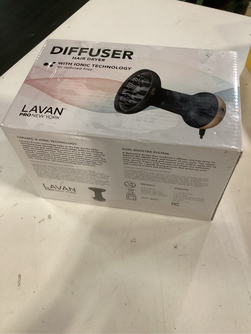 Condition photo showing New/Like New for diffuser hair dryer for curly hair – ionic technology hair dryer with adjustable heat & speed settings for frizz-free, defined curls, lightweight hair dryer, wavy and curly hair