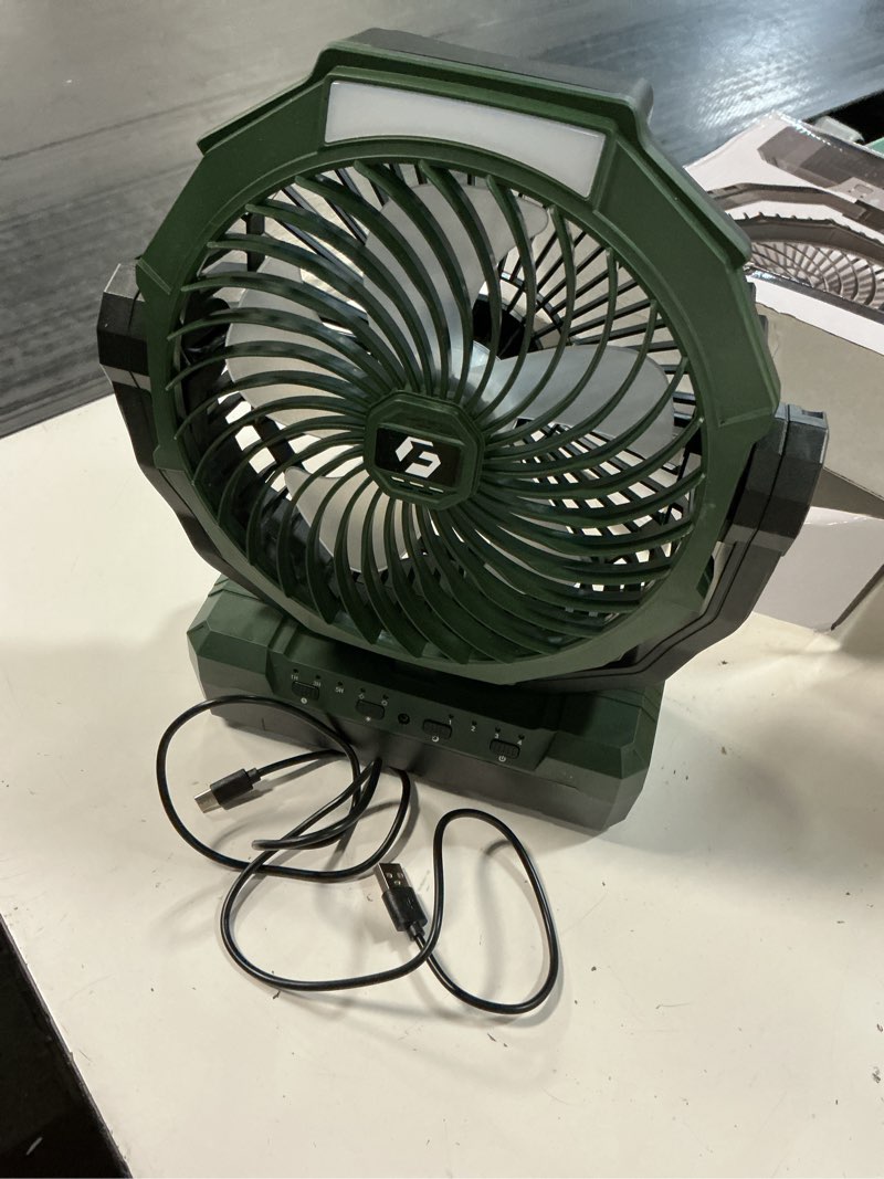 Condition photo showing New/Like New for frizcol 3-in-1 camping fan - portable fans rechargeable - 24000mah battery powered fan with light & remote for indoor, outdoor, tent, travel, fishing, jobsite, gifts for men dad him - green 24000mah internal green