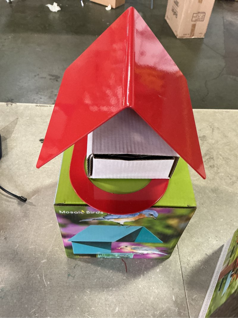 Condition photo showing New/Like New for Couronne COURM447200R 6 in. Metal and Glass House Bird Feeder  Red