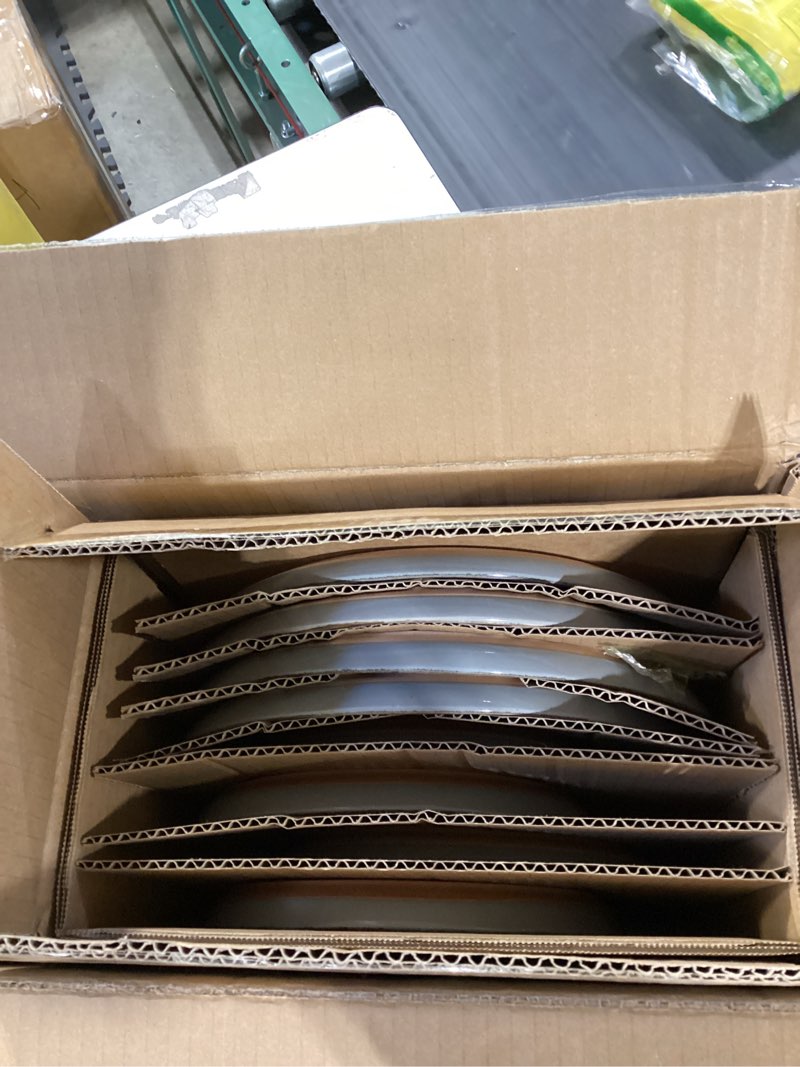 Condition photo showing Good Condition for amorarc ceramic dinnerware sets for 4, 12 pieces handpainted plates and bowls set with rustic terracotta underside, scratch resistant stoneware dishes set, dishwasher & microwave safe limestone for 4(12pcs)