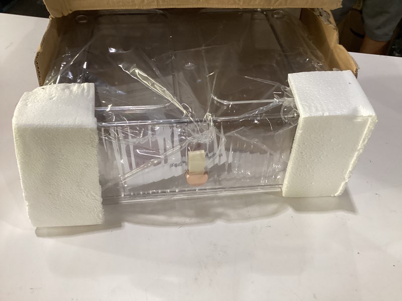 Condition photo showing Good Condition for neprock underwear drawer organizer - stackable bra organizer for closet, 1 cell clear acrylic bra storage box, closet organizers and storage for lingerie, undergarment, baby clothes, scarf 1 cell (without dividers)