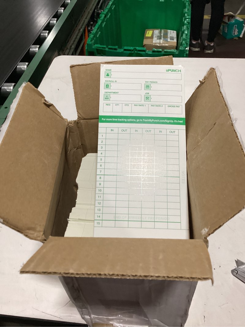 Condition photo showing New/Like New for upunch 300 time cards for green hn3000 autoalign time clocks (hntcg1300) 300 upunch time cards