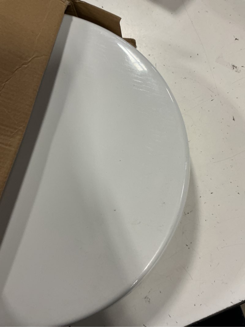 Condition photo showing As Is for round toilet seat 16.5" - soft close, durable pp toilet seat, easy installation & removal, fits most toilet bowls round standard 16.5"