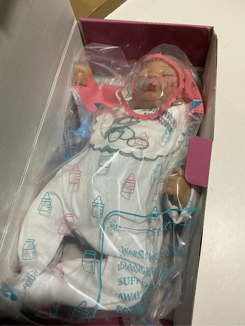 Condition photo showing Good Condition for realistic reborn baby dolls boy, realistic newborn soft vinyl baby dolls toy, birthday baby doll gift for kids age 3 + (squirrel scarf-white-22g)
