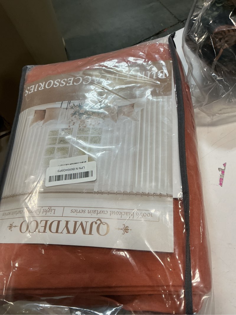 Condition photo showing Good Condition for fall burnt orange curtains blackout 105 inches long 2 panels set,terracotta autumn color decor retro for living room/bedroom antique copper rust boho 70s window pleated linen drapes (w50"xl105") burntorange 50"w x 105"l (pack of 2)
