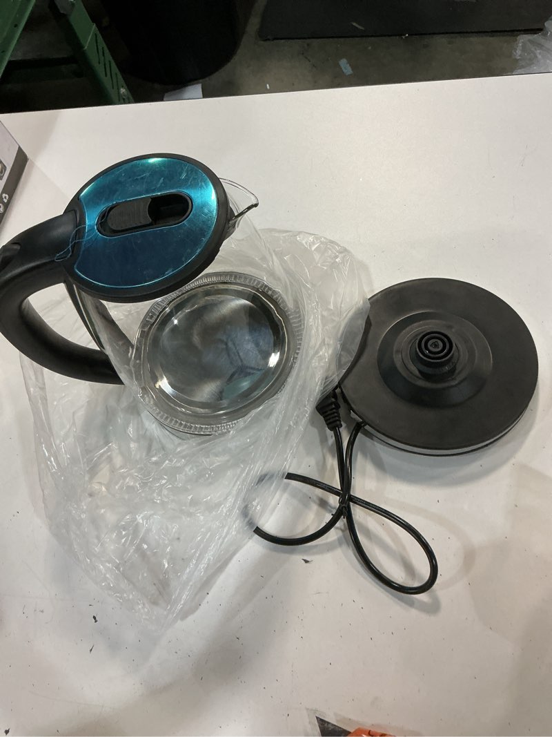 Condition photo showing Good Condition for electric kettle glass 2l, 1500w fast boiling hot water boiler with auto shut-off, led light, bpa-free, borosilicate glass, stainless steel interior, wide opening, display refrigerator with door 04