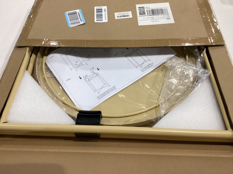 Condition photo showing Good Condition for HollyHOME Round Metal Side Table, Outdoor Small Folding Accent Stand with Removable Tray, 17.72'' Portable End Table for Balconies, Gardens, Living Rooms and Bedrooms, Black Black-1 Tier