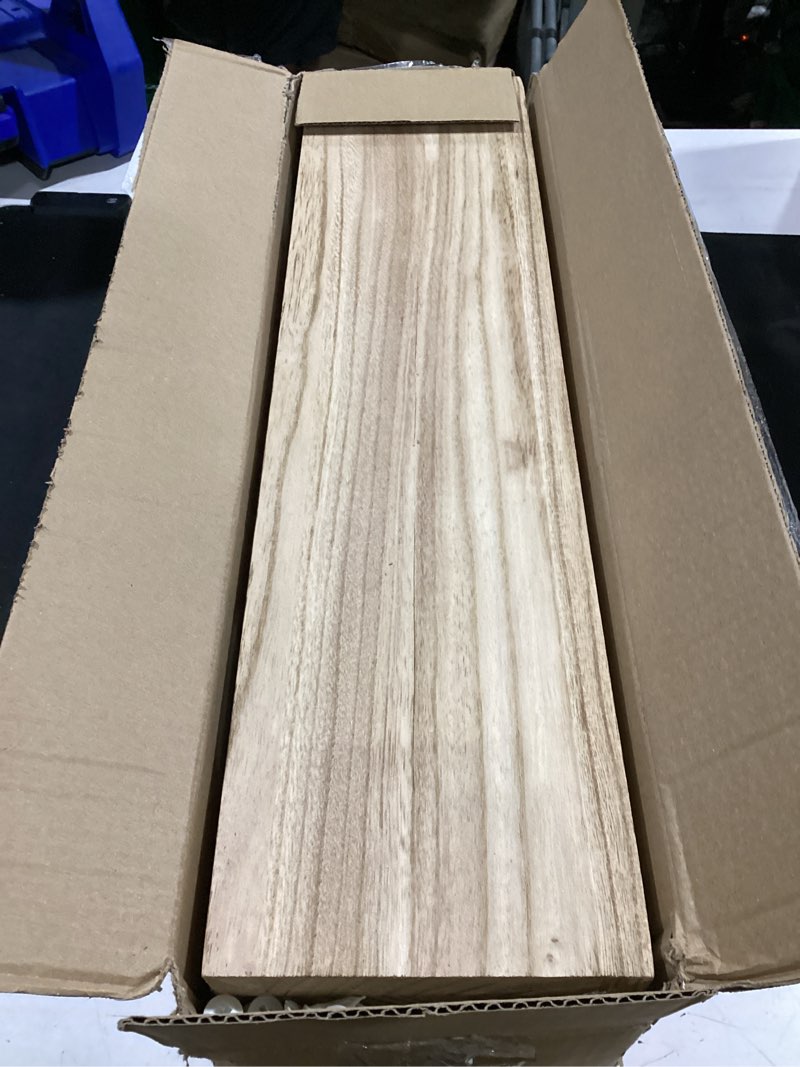 Condition photo showing As Is for light wood floating shelves for wall, 24 inch rustic wall shelves for bedroom set of 4 light 24 inch