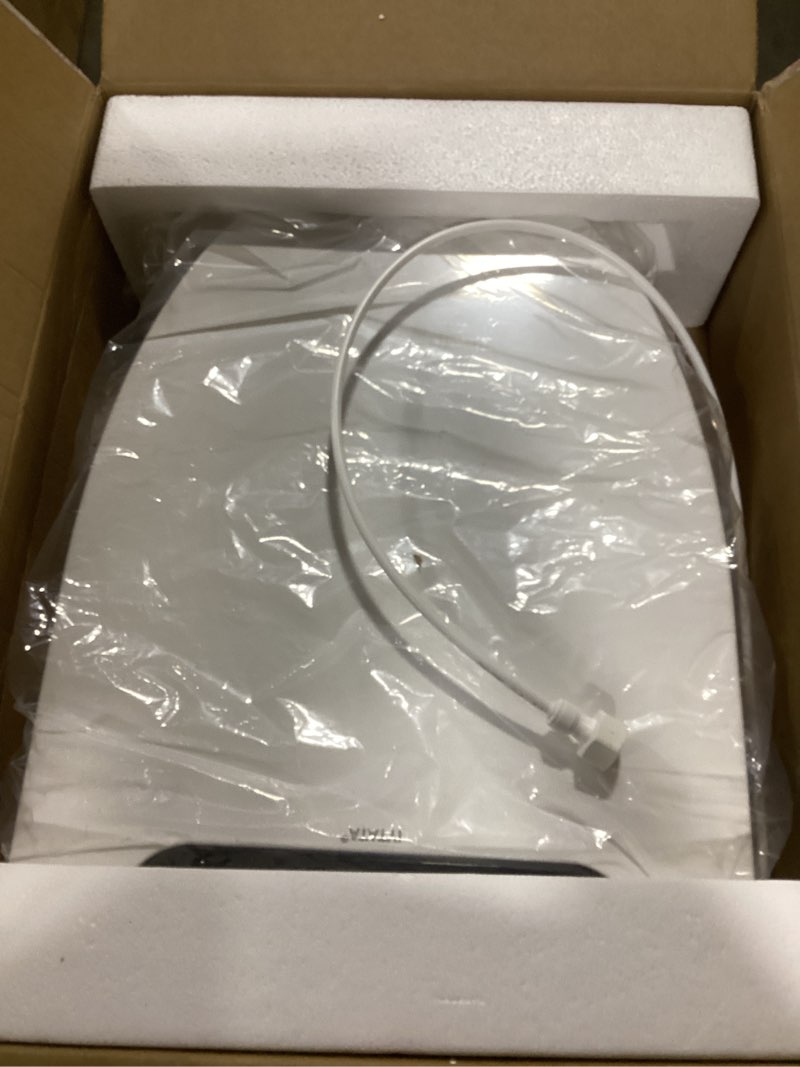 Condition photo showing New/Like New for electric bidet toilet seat, elongated, warm water with air dryer, heated seat and slow close lid, adjustable water temperature, front and rear wash, led nightlight, wireless remote, black, 102