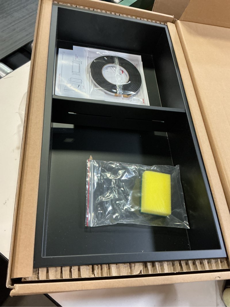 Condition photo showing Good Condition for Neodrain No Tile Shower Niche, Stainless Steel Wall Niche 13.1"X25.1"(Inner Size 12"X24"), Two-Tier Bathroom Shelf, NO Tile Needed Recessed Cabinet for Bathroom Storage, Matte Black Matte Black 12X24In