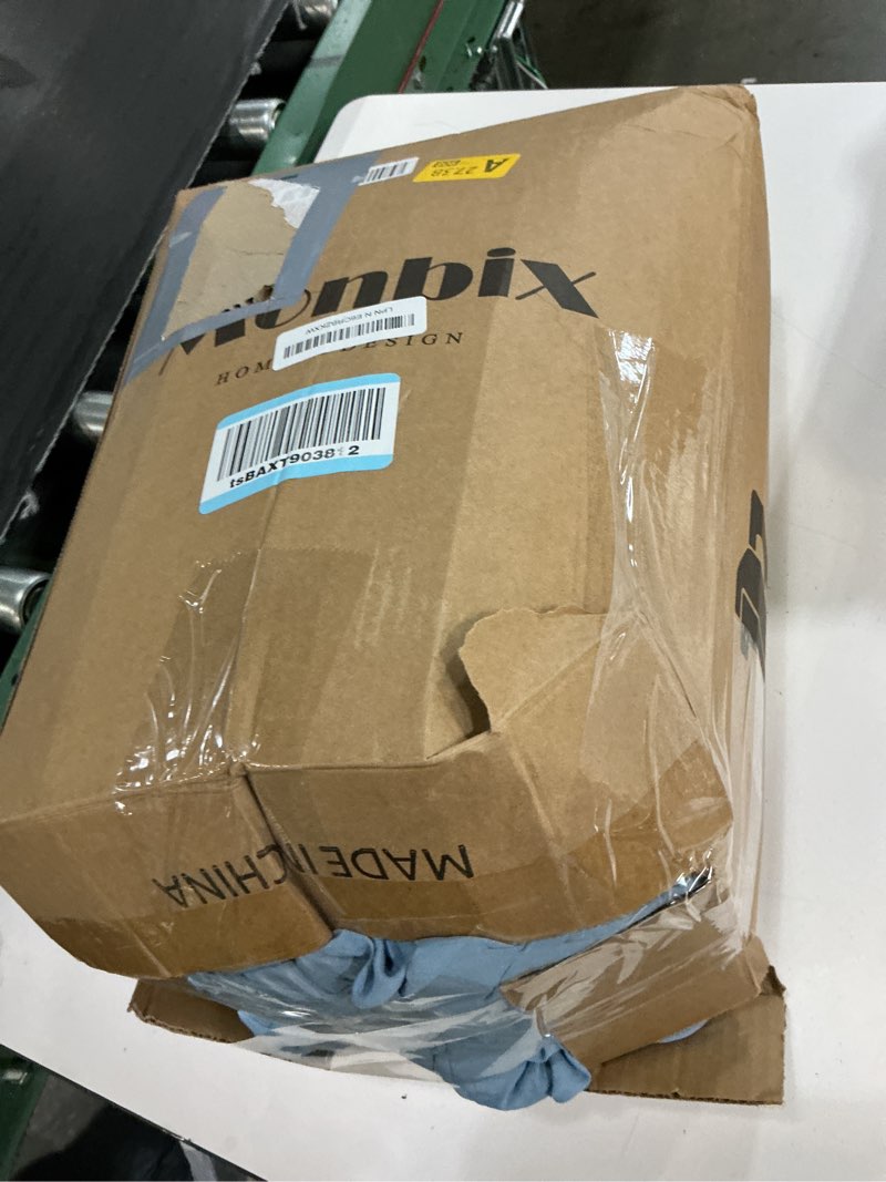 Condition photo showing As Is for monbix full size comforter set - 7 pieces dusty blue prewashed bed in a bag full bedding sets with comforters, all seasons ultra soft comforter bed set with sheets,pillowcases & shams dusty blue full