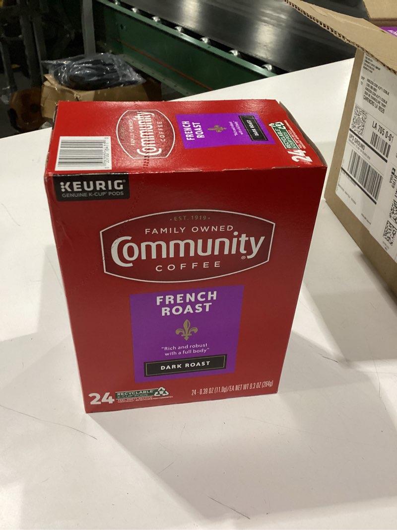 Condition photo showing New/Like New for **best by:10/22/2026**  community coffee french roast 24 count coffee pods, extra dark roast, compatible with keurig 2.0 k-cup brewers, 24 count (pack of 4) french roast 24 count (pack of 4)
