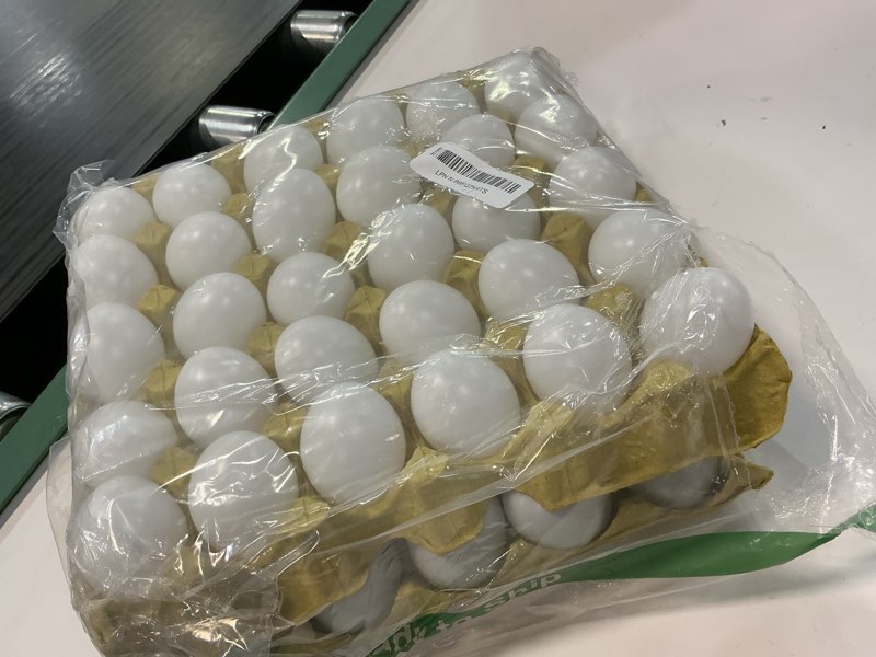 Condition photo showing Good Condition for fovths 90 pieces white plastic eggs easter eggs unpainted fake eggs with paper tray brushes and paints for crafts easter hunts basket fillers easter gift and party favors