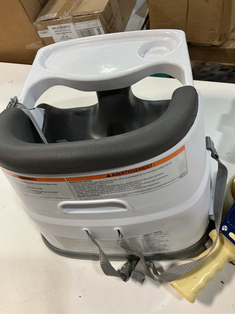 Condition photo showing As Is for ingenuity baby base 2-in-1 booster feeding and floor seat with self-storing tray - slate