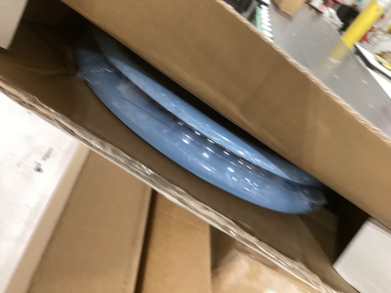 Condition photo showing New/Like New for blue elongated toilet seat natural wood toilet seat with zinc alloy hinges, easy to install also easy to clean, scratch resistant toilet seat by angol shiold (elongated, blue) elongated blue