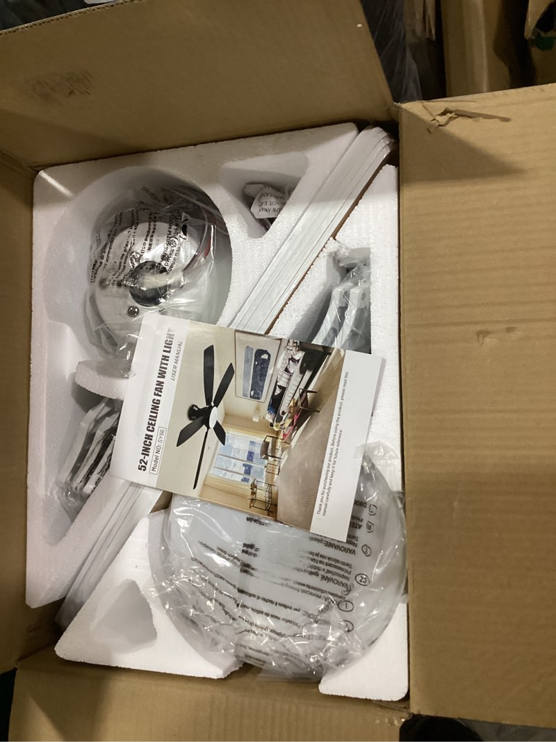 Condition photo showing New/Like New for Ceiling Fans with Lights, 52 Inch Low Profile Ceiling Fan with Light and Remote Control, Flush Mount, DC Reversible Motor, Noiseless, White 6 Speeds Ceiling Fan for Bedroom White 52inch