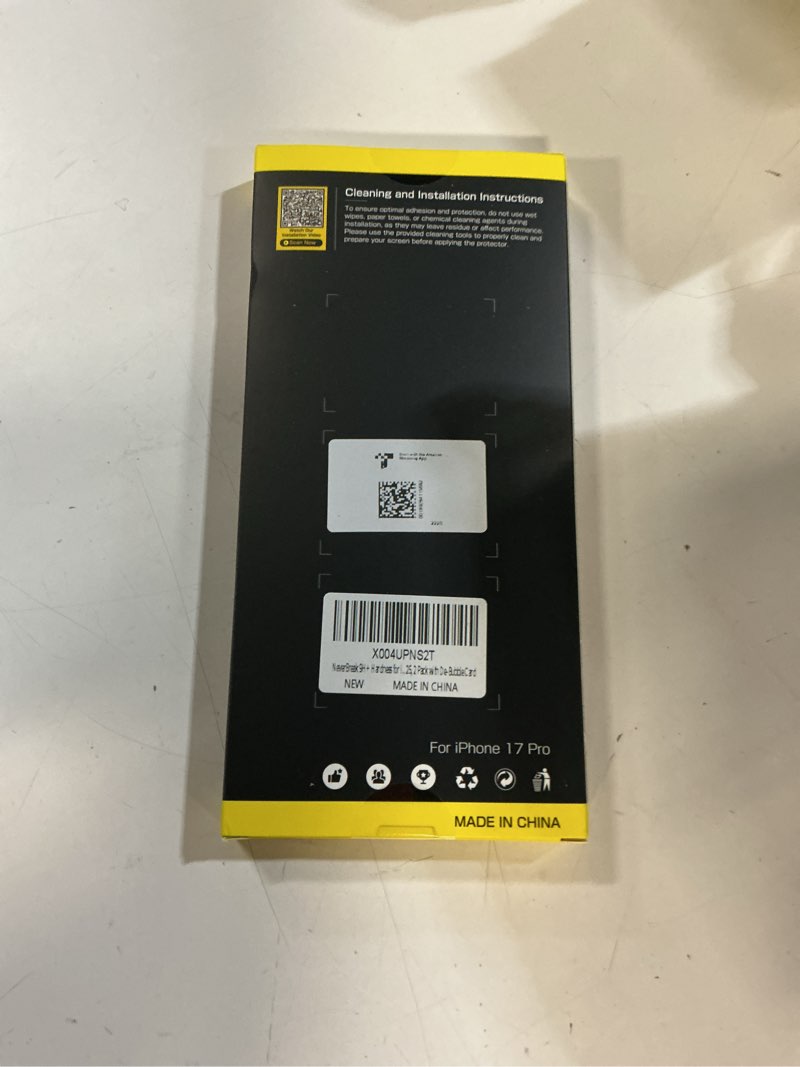 Condition photo showing New/Like New for neverbreak 9h+ hardness for iphone 17 pro screen protector 12ft military grade protection (scratch, shatter, drop resistance) tempered glass full edge coverage 6.3" 2025, 2 pack with de-bubble card clear iphone 17 pro