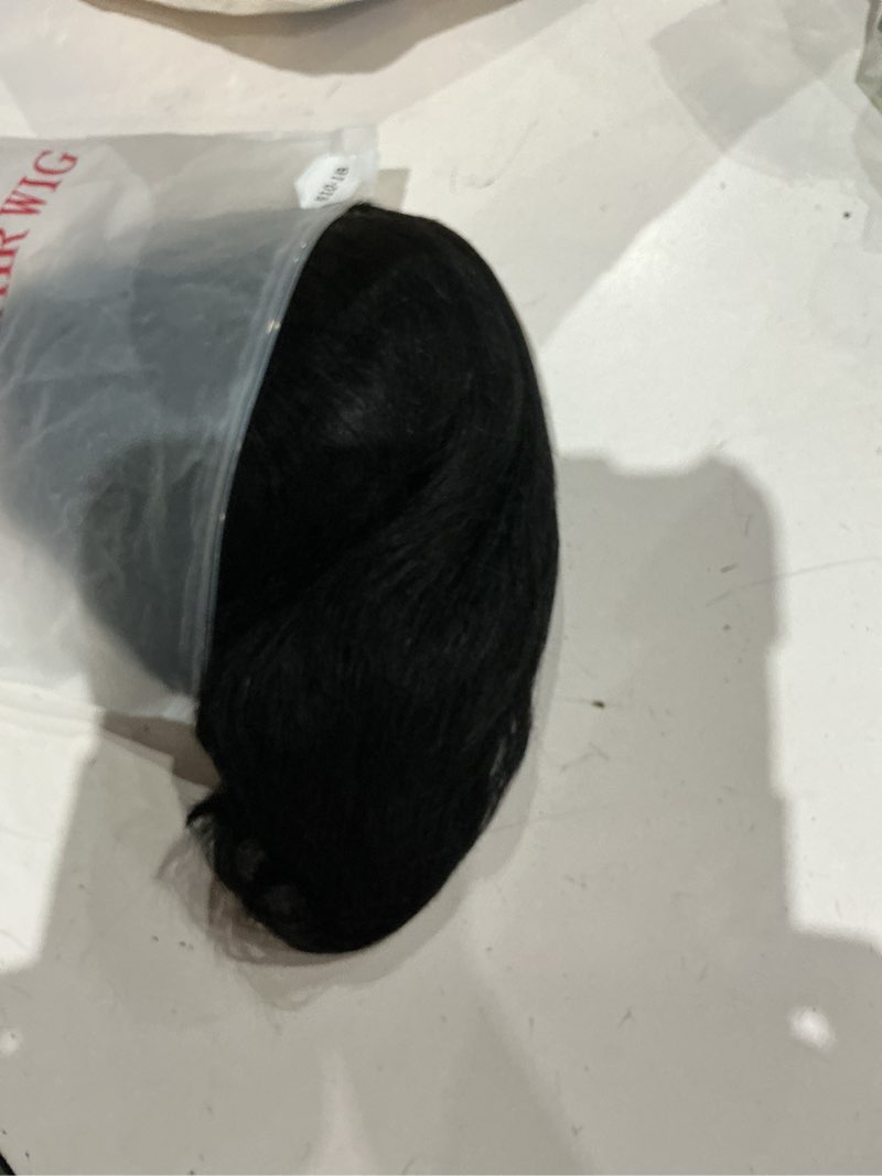 Condition photo showing As Is for pixie cut wig short human hair wigs for black women non lace front wig human hair wig with bangs full machine wigs brazilian virgin human hair natural color 1b