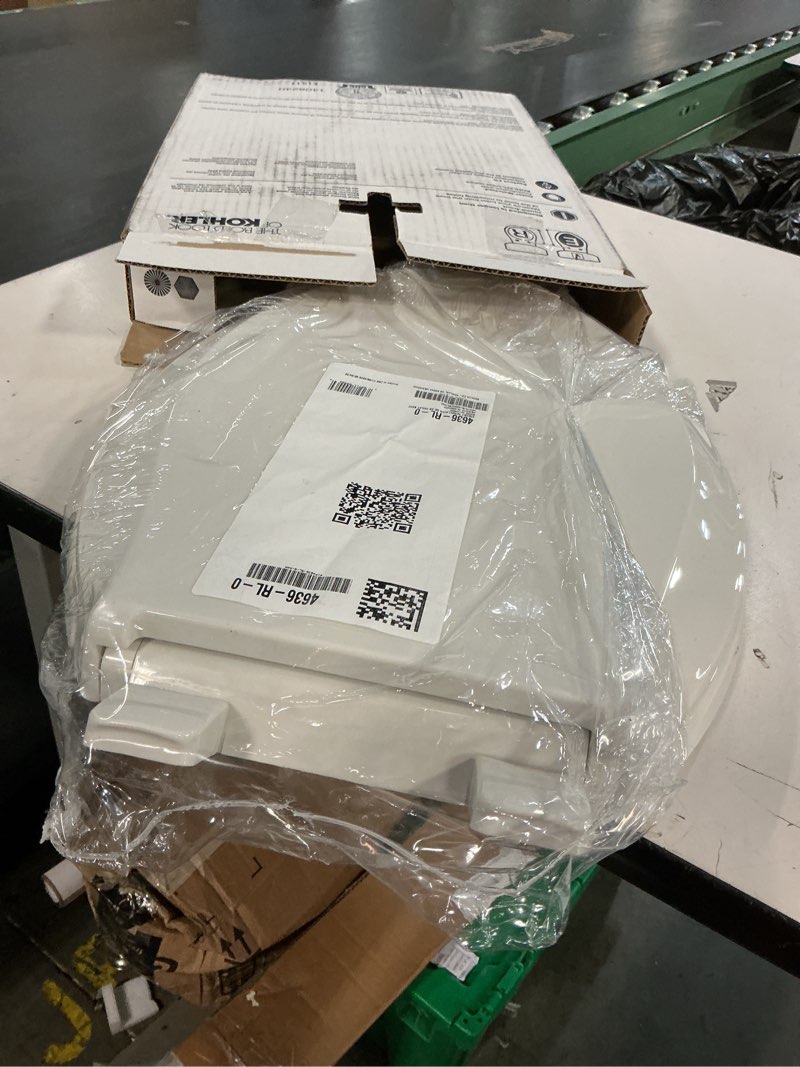 Condition photo showing Good Condition for kohler 4636-rl-0 cachet readylatch elongated toilet seat slow close, soft close toilet seat quiet lid, contoured grip-tight bumpers installation hardware, apartment essentials, white white elongated ready latch
