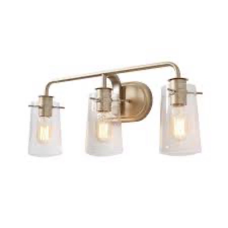 LNC HOME Gold Linear Seeded Glass Vanity 3-Light Gold Linear 