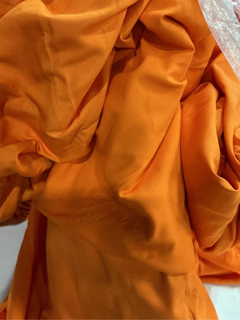 Condition photo showing As Is for 8 Pack Orange Round Tablecloth 90 Inch Orange Table Cloth for Round Tables, Easter Spring Washable Polyester Stain and Wrinkle Resistant Decorative for Wedding Party Dining Banquet Orange 8 Pack - 90 Inch Round