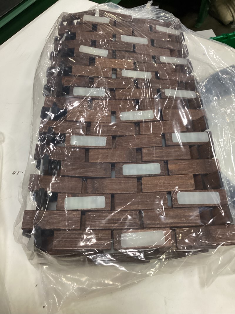 Condition photo showing Good Condition for bamboo bath mat bathroom rugs floor wood shower bathtub waterproof non slip accessories 16x24 inch easy to clean, walnut, 1 pc 16x 24 inch-1 pc walnut
