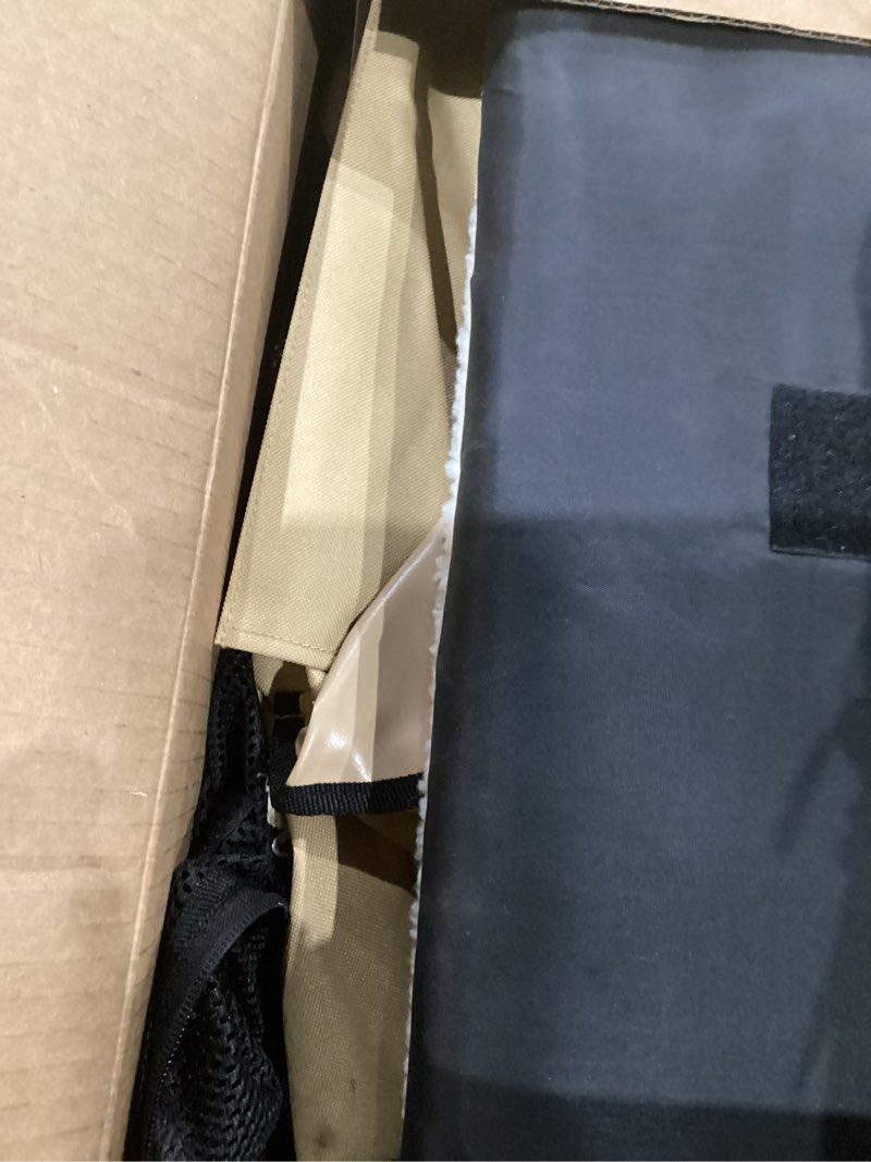 Condition photo showing As Is for 36 Inch Collapsible Soft Dog Crate for Large Dogs, 4-Door Foldable Travel Dog Kennel with Durable Mesh Windows for Indoor & Outdoor Portable Pet Crate, Soft Side Dog Crate, Beige 36''L x 25''W x 25''H Beige