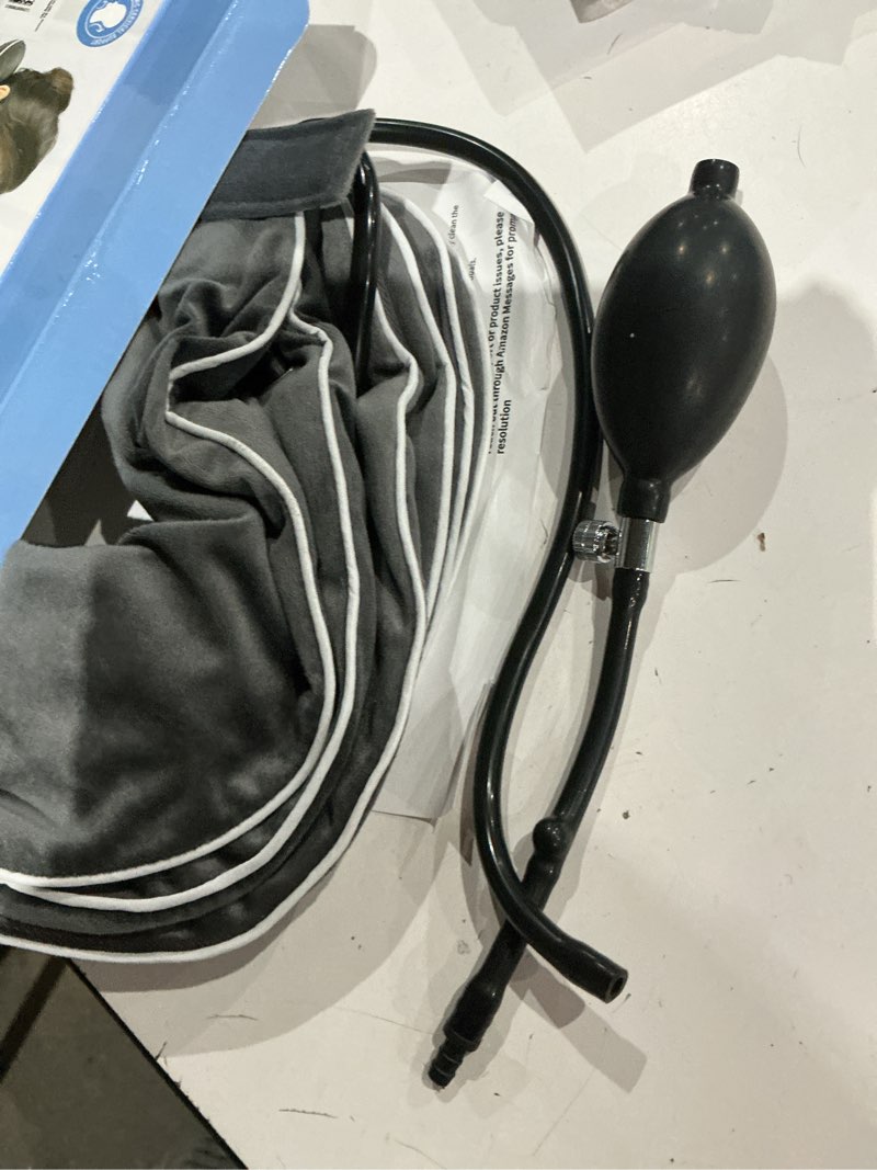 Condition photo showing As Is for neck stretcher for pain relief, adjustable inflatable cervical traction device, neck brace for home use, supports neck decompression & spine alignment?gifts for women (sky grey)