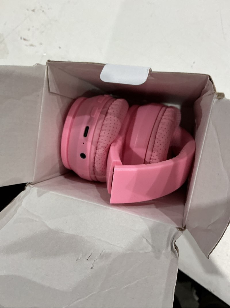 Condition photo showing As Is for midola kids headphones bluetooth 5.4 wireless 68h play time volume limit 85/94db over-ear foldable headset,type-c fast charging,with wired aux mic for toddler child pad tablet pink