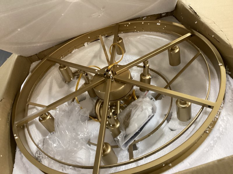 Condition photo showing Good Condition for weesalife crystal chandeliers for dining room lights fixtures, 9 lights gold modern chandeliers for bedroom, 3-tier round crystal lighting fixtures for living room entryway kitchen island d20 inch gold d20" - 9 lights