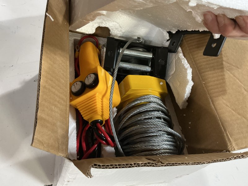Condition photo showing New/Like New for rugcel winch 2500lb electric winch,atv utv towing trailer winch,with roller fairlead, mount plate