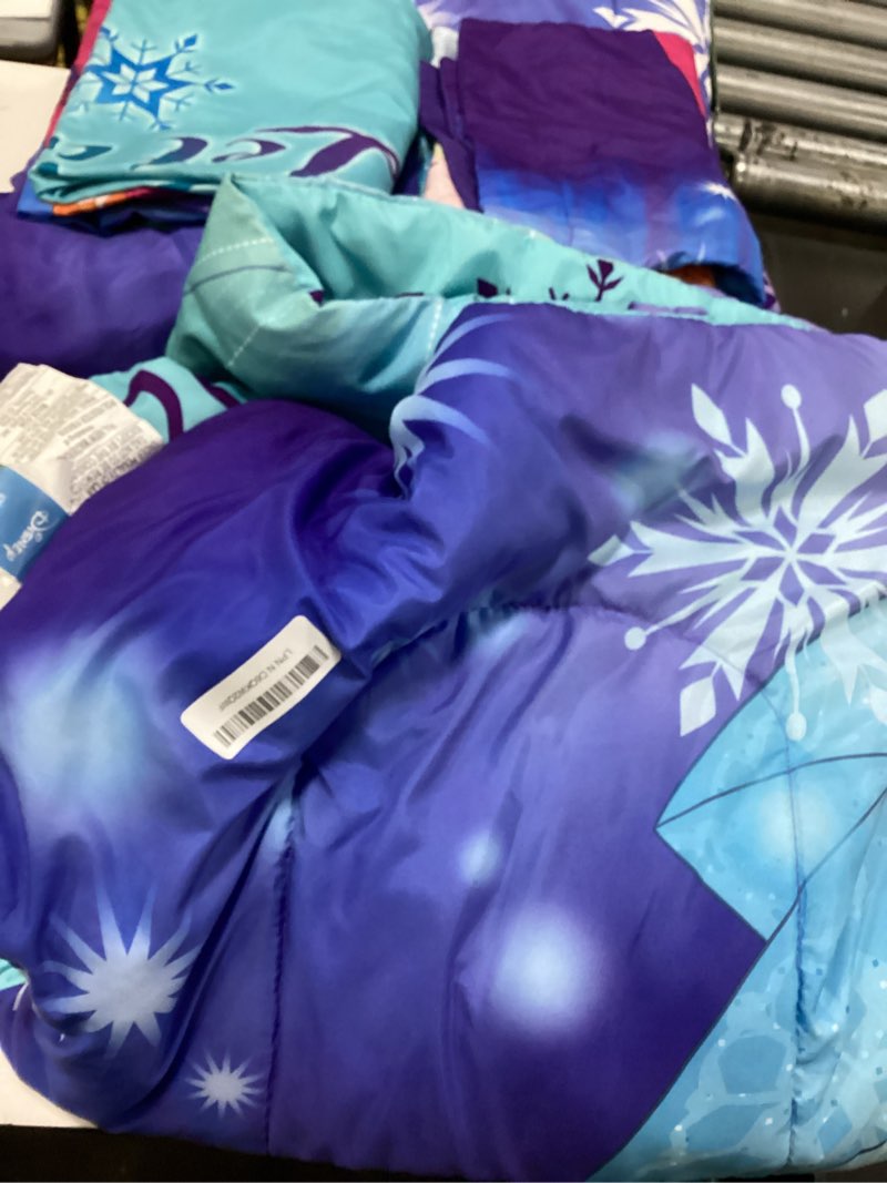 Condition photo showing As Is for jay franco disney frozen 7 piece full bed in a bag comforter set - reversible comforter & sheet set bedding features elsa and anna - super soft fade resistant microfiber (official disney product) 7 piece full frozen