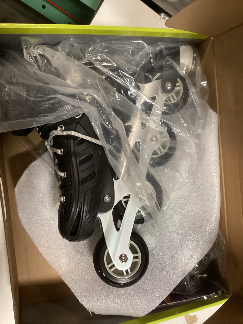 Condition photo showing Good Condition for mammygol adults adjustable inline skates, safe and durable roller skates with giant wheels, high performance professional skates for men women youth black x-large - adult (6-8 men/7-9 women)